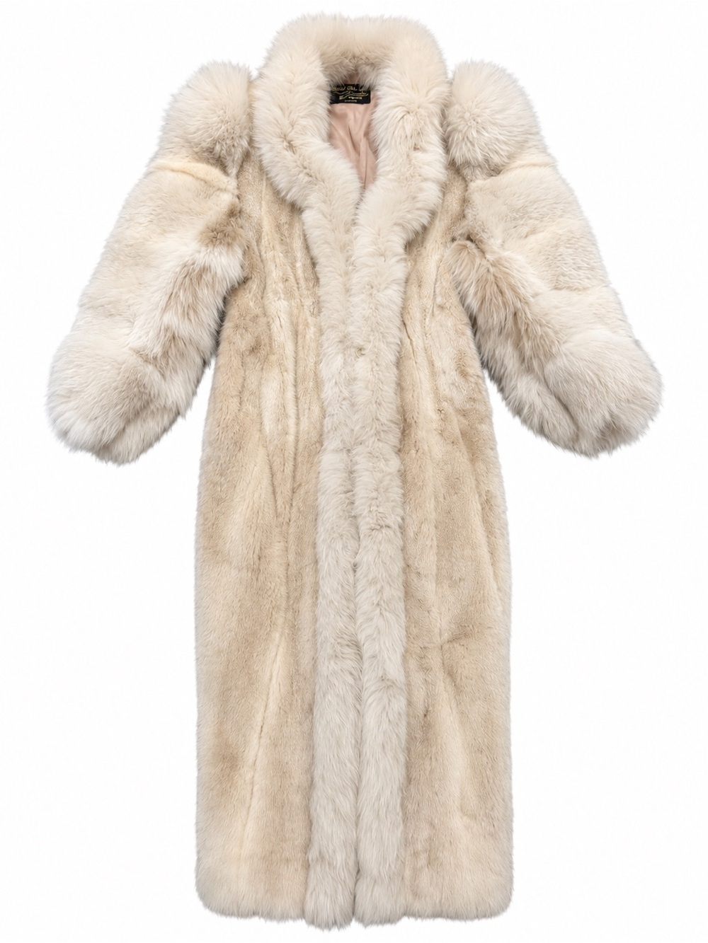 Luxurious Cream Fur Long Coat for Women